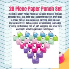Scrapbook Paper Punch 26pc Mini Paper Hole Punchers w Case- All Different Crafting Designs Hole Punch for Cards, Scrapbooking, Arts & Crafts, Projects