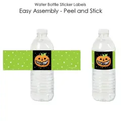 Big Dot of Happiness Jack-O'-Lantern Halloween - Kids Halloween Party Water Bottle Sticker Labels - Set of 20