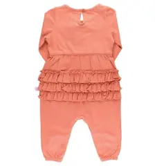 RuffleButts Girls Long Sleeve Button Placket Full Length Romper