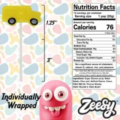 Zeesy School Bus Lollipops &ndash; 12 Pack Individually Wrapped Candy for Classroom & School Events