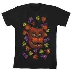 Five Nights At Freddy's Big Freddy Face Boy's Black T-shirt