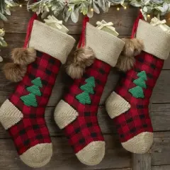 Personalization Mall Buffalo Plaid Jumbo Knit Christmas Stocking