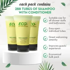 ECO Amenities 288 pack 2 in 1 Travel Size Hotel Shampoo and Conditioner Sets, Bulk Toiletry Supplies, 0.75 fl oz, Green Tea Scent