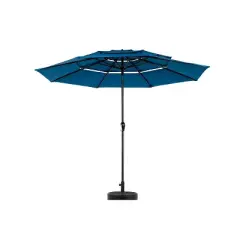 Okak Outdoor Patio Umbrella with 8 Sturdy Ribs 3 Tier Auto-tilt Market Umbrella with Crank Aluminium for Pool Deck Garden Backyard