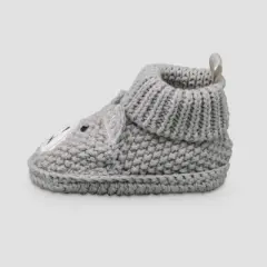 Carter's Just One You&reg; Baby Boys' Knitted Bear Slippers - Gray: Newborn Bootie Shoes, Pull-On Design