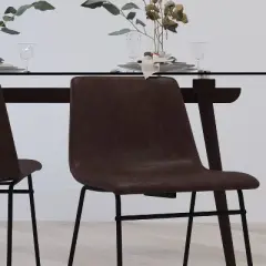 Set of 2 Faux Leather Bucket Seat Dining Chairs with Frame - Merrick Lane