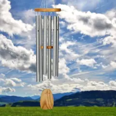 Woodstock Wind Chimes Signature Collection, Blowin' in the Wind Chime, 34'' Silver Wind Chime BWC