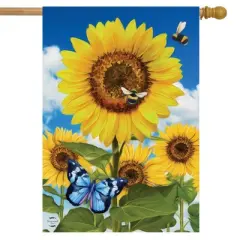 Sunflowers and Bees Summer House Flag Floral Butterfly 28" x 40" Briarwood Lane