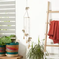 39" Iron Eclectic Elephant Windchime Gold - Olivia & May: Soothing Musical Decor for Indoor/Outdoor