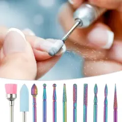 Unique Bargains Nail Drill Bits Set for Acrylic Gel Nails Remover Drill Bits for Nails Home Nail Care Supplies 11 Pcs