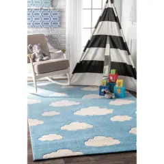 Nuloom Cloudy Sachiko Kids Indoor Area Rug - Blue 3' 6" x 5' 6"