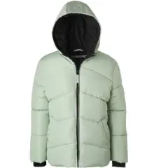 Pink Platinum Big Girl Faux Memory Puffer Jacket with Reflective Details