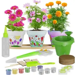 Dan&Darci Cast-A-Pot Flower Garden Craft Kit for Kids &ndash; Paint, Plant, and Grow Flowers