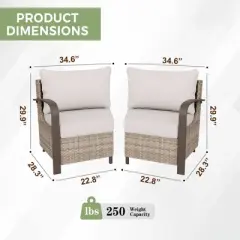 EAGLE PEAK Coastal Vista Patio Outdoor Wicker Love Seat, Patio Conversation Set Wicker Rattan Sofa Chair Set