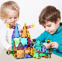 PICASSO-TILES Family Character Magnetic Tile for Kids, 4PCS Construction STEM Building Blocks Educational Toy