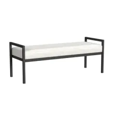 Modern Metal Bench Cream Boucle - HomePop