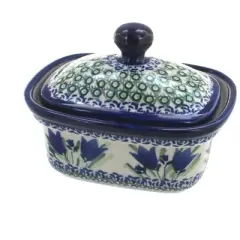 Blue Rose Polish Pottery 1188 Zaklady Butter Tub