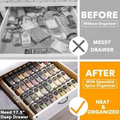 Spice Drawer Organizer with 36 Glass Spice Jars, 386 Labels, for Kitchen Drawers,Black