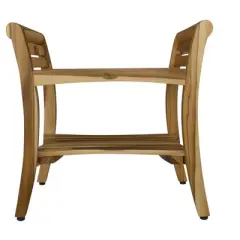 EcoDecors&reg; Symmetry&reg; 24" Teak Wood Shower Bench with Shelf and LiftAide&reg; Arms in EarthyTeak Finish - Target Plus Natural 24"L x 14"D x 24"H