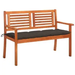 vidaXL Outdoor Patio Bench Loveseat Chair with Cushion Solid Wood Eucalyptus - Taupe 47.2"
