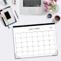 Blue Sky 2024-25 Monthly Desk Pad 17"x22" White with Trim Tape Perforation: Large Desk Calendar July-June for Adults