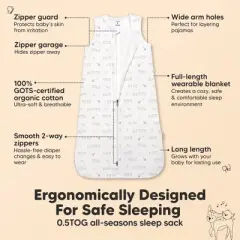 2-Pack Snooze Baby Sleep Sacks, Organic Cotton Wearable Blanket, Soft  Toddler Sleeping Bag, Smooth Zipper