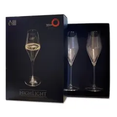 Stolzle Lausitz Set of 2 9.75oz Highlight Flutes Drinkware with LED Light: Wedding & Champagne Flutes, Dishwasher-Safe