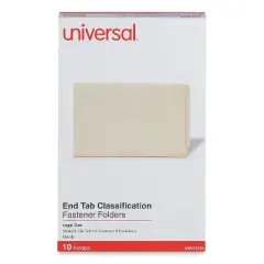 Universal Six-Section Manila End Tab Classification Folders, 2" Expansion, 2 Dividers, 6 Fasteners, Legal Size, Manila Exterior, 10/Box
