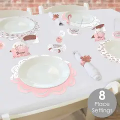 Big Dot of Happiness Bride Squad Rose Gold Bridal Shower or Bachelorette Party Paper Charger and Table Decorations Chargerific Kit Place Setting for 8