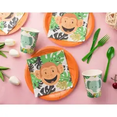 Blue Panda Animal Party Supplies - Serves 24 Zoo Jungle Theme for Birthday & Baby Shower, Includes Paper Plates, Napkin, Cups, Cutlery