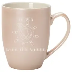 100 North Praying Hands Ship Wheel 10 Ounce White and Precious Pearl Metallic Finish, Comfortably Fits Your Hands, New Bone China Coffee Tea Cup Mug,