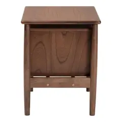 Baxton Studio Alyssa Wood 2 Drawer Nightstand Woven with Rattan Walnut Brown