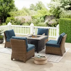Bradenton 5pc Outdoor Wicker Armless Chair & Fire Table Set - Crosley
