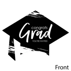 Big Dot of Happiness Black and White Graduation Party Invitations - Shaped Fill-in Invite Cards with Envelopes - Set of 12