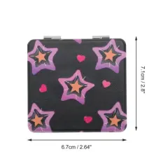 Unique Bargains Women Durable Square Shape Handheld Mirror for Travel Black Purple 1 Pc