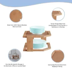 Hastings Home 2-Tier Bamboo Corner Shelf