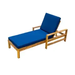 Wood Adjustable Backrest Outdoor Lounge Chair, Suitable for Gardens, Terraces and Poolside Areas