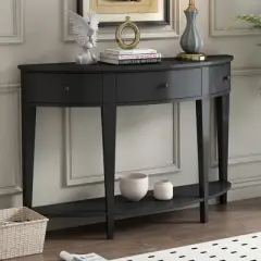 Modern Curved Console Table Sofa Table with 3 Drawers and 1 Shelf for Hallway, Entryway, Living Room - ModernLuxe