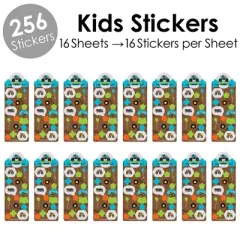 Big Dot of Happiness Smash and Crash - Monster Truck - Boy Birthday Party Favor Kids Stickers - 16 Sheets - 256 Stickers