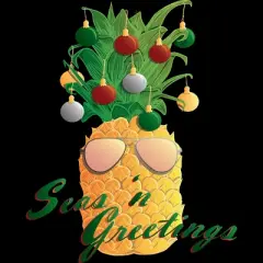 Junior's Design By Humans Christmas Pineapple By Desdymona T-Shirt