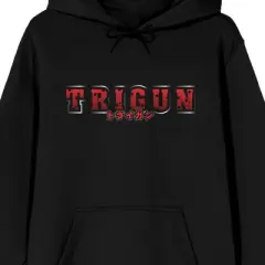 Trigun Kanji Logo Long Sleeve Black Adult Hooded Sweatshirt