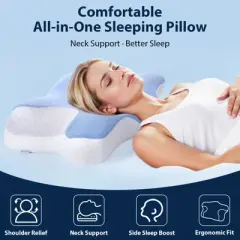 SUGIFT Ergonomic Cervical Memory Foam Pillow for Neck Pain Relief Orthopedic Contour Support for Back Side Stomach Sleepers