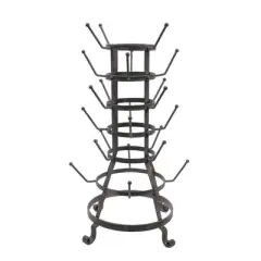 Metal Bottle Holder with 24 Hooks - Storied Home: Espresso & Tea Cup Storage Rack, Kitchen Organizer