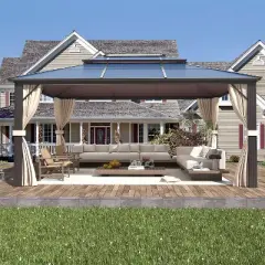 Erommy 10'x13' Hardtop Gazebo with Polycarbonate Double Roof and Aluminum Frame for Garden, Patio, Lawns