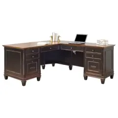 Hartford L Shaped Pedestal Desk Brown - Martin Furniture