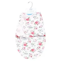 Hudson Baby Infant Girl Plush Faux Fur Swaddle Wrap, Vintage Floral, 0-3 Months