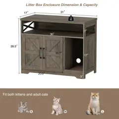 Cat Litter Box Enclosure, Hidden Litter Box Furniture with Scratch Pad