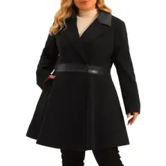 Agnes Orinda Women's Plus Size Fashion Notched Lapel Single Breasted Long Overcoats