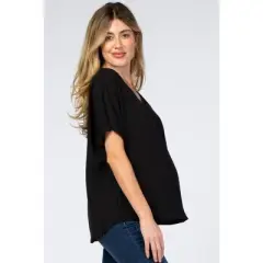 PinkBlush Black Short Sleeve Maternity Blouse