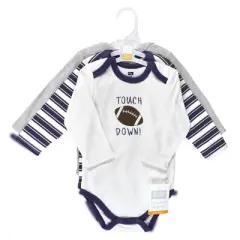 Hudson Baby Infant Boy Cotton Long-Sleeve Bodysuits, Football Buddy 3-Pack
